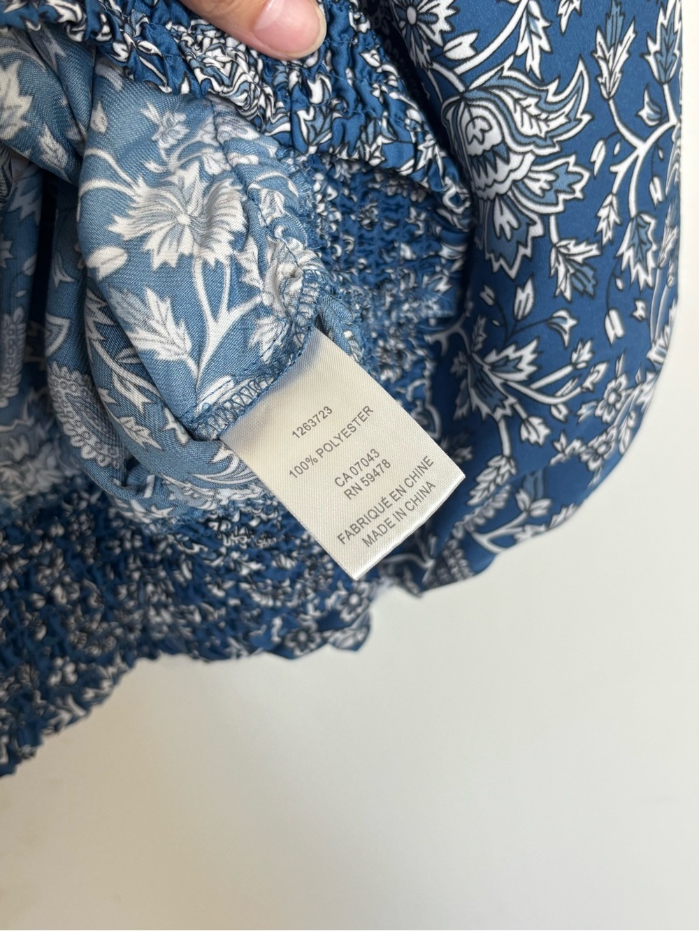 BN8 Bohemian Blue Floral‎ Smocked Peasant Topo - Picture 4 of 6